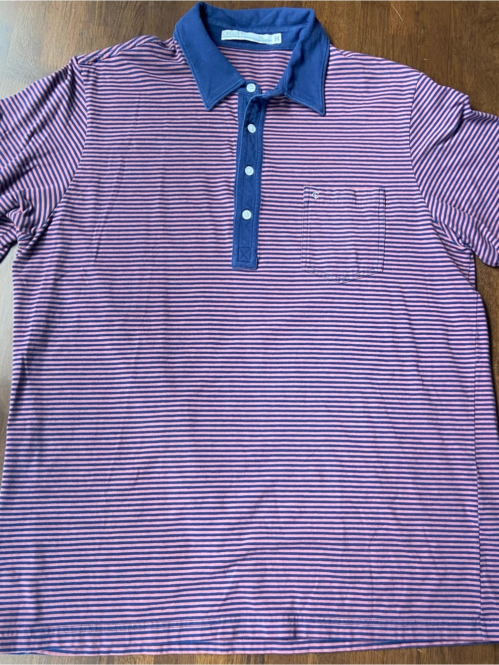 Criquet Top-Shelf Players Polo Shirt Men XL Pink Blue Stripe Pima Cotton Golf